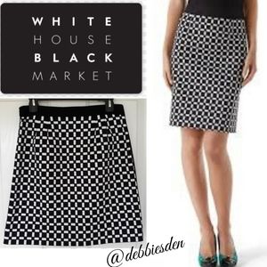 White House Black Market Black & White Check Skirt